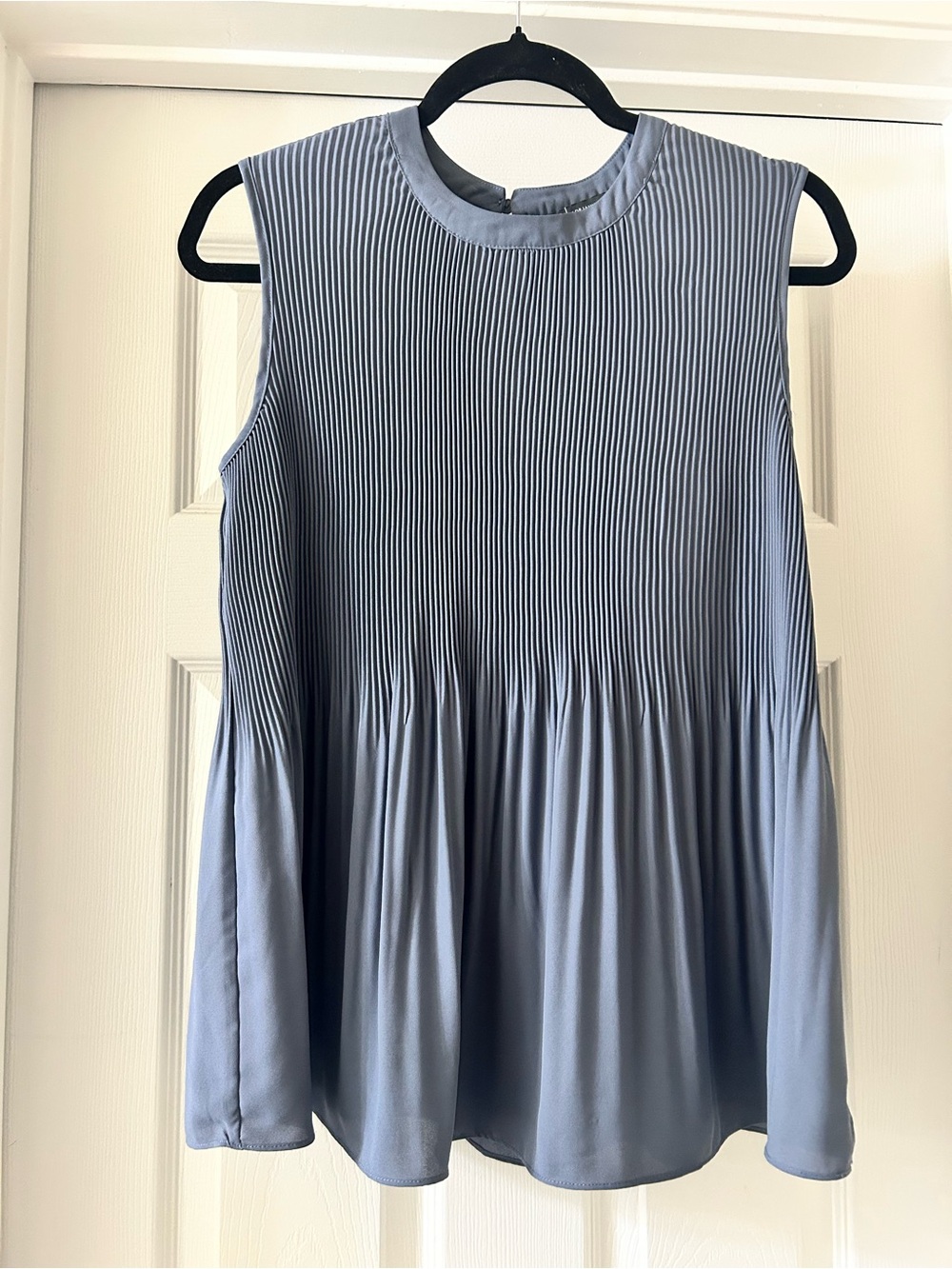Adrianna Papell Light Blue Pleated Sleeveless Tunic